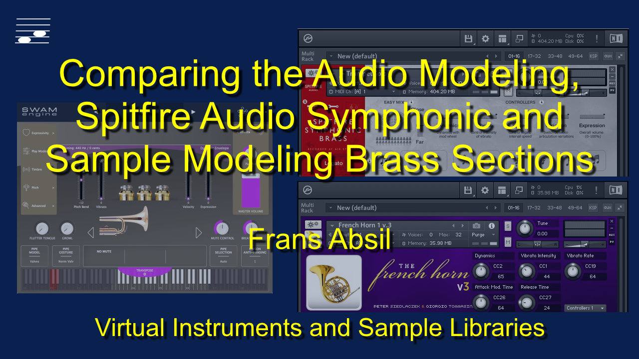YouTube thumbnail for the video Comparing the Audio Modeling, Spitfire Audio Symphonic and Sample Modeling Brass Sections