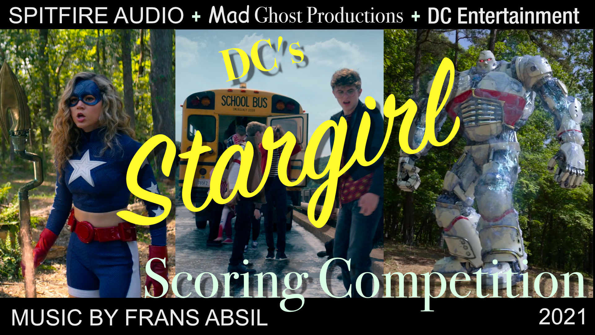 YouTube thumbnail for the Spitfire Audio Stargirl scoring contest video