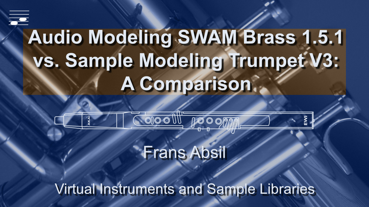 YouTube thumbnail for the Audio Modeling vs Sample Modeling Trumpet Comparison video