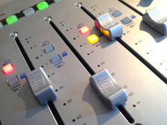Photograph of audio mixer panel